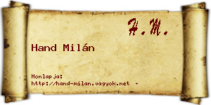 Hand Milán névjegykártya